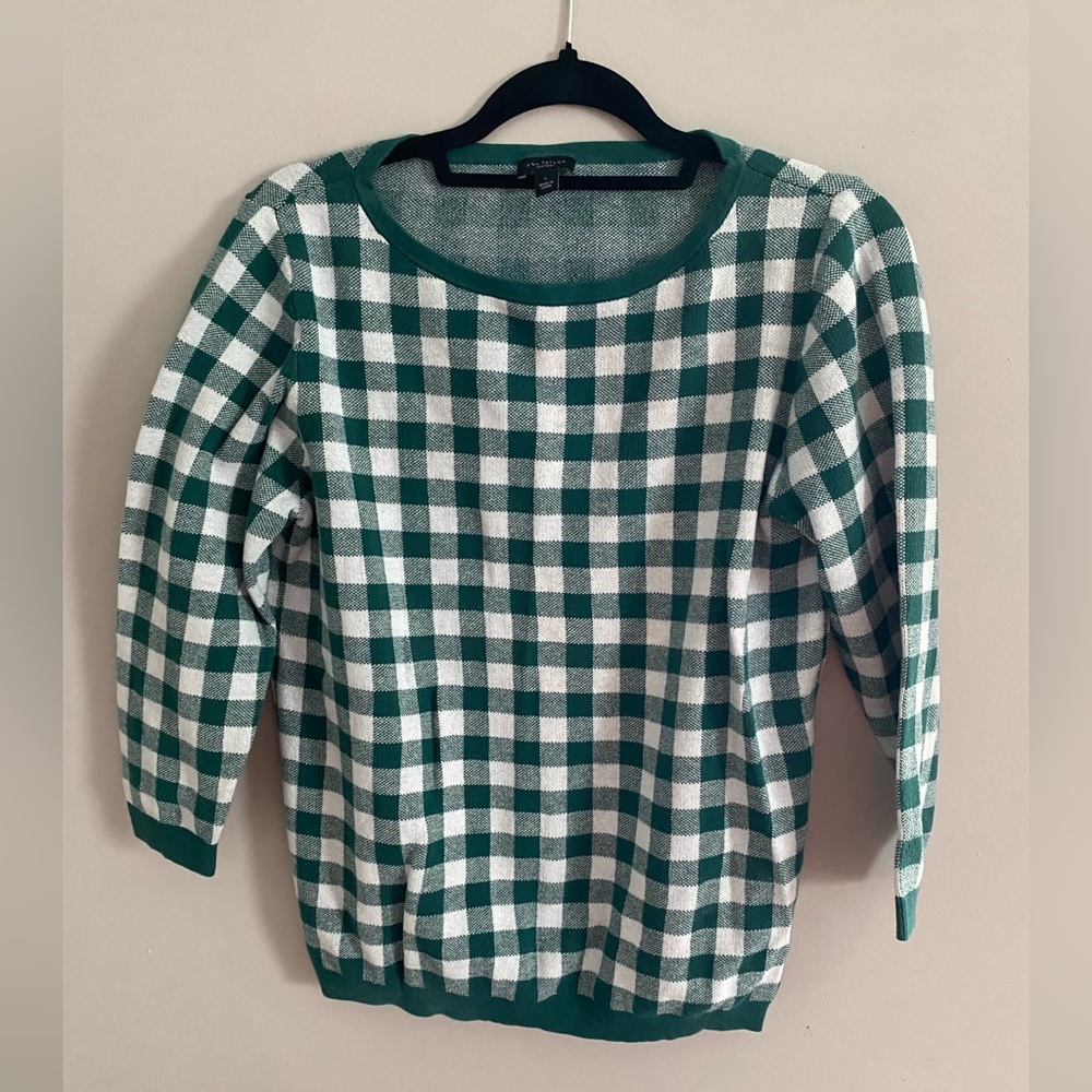 Ann Taylor | Checkered Green shirt
